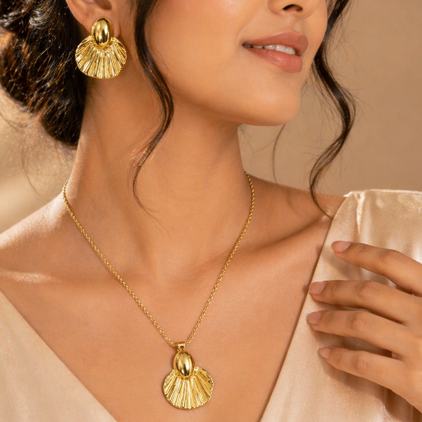 Anti Tarnish Combo Set with 1 Pair of Earring and Necklace 16