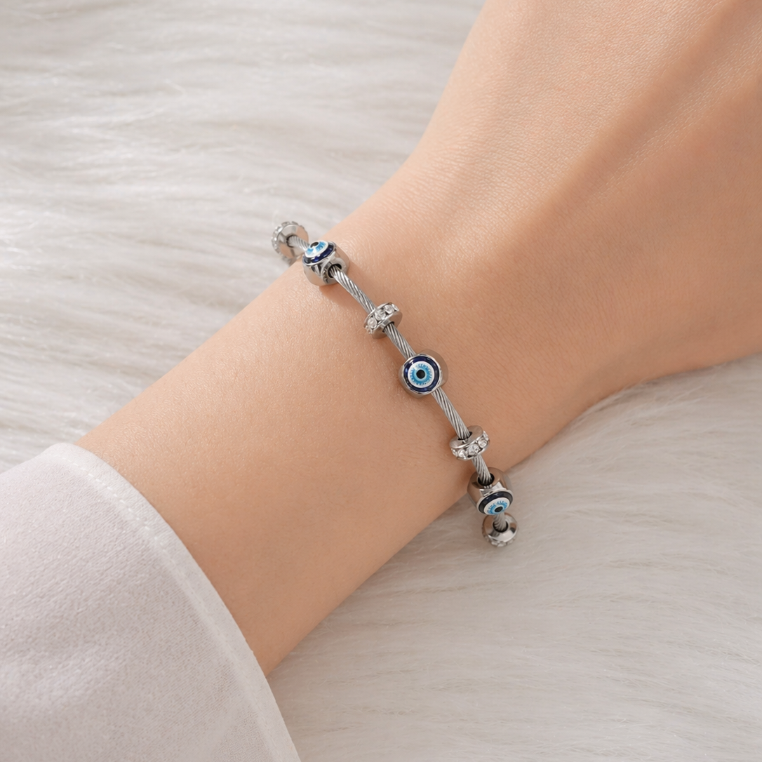 Anti Tarnish Silver Evil Eye Bracelet 1