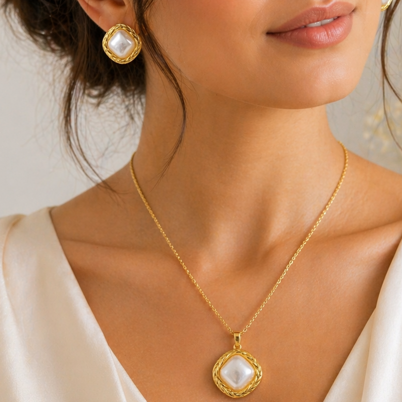 Anti Tarnish Combo Set with 1 Pair of Earring and Necklace 21