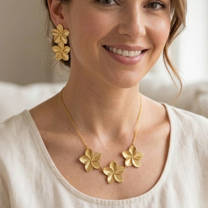 Anti Tarnish Combo Set With 1 Pair of Earring and Necklace