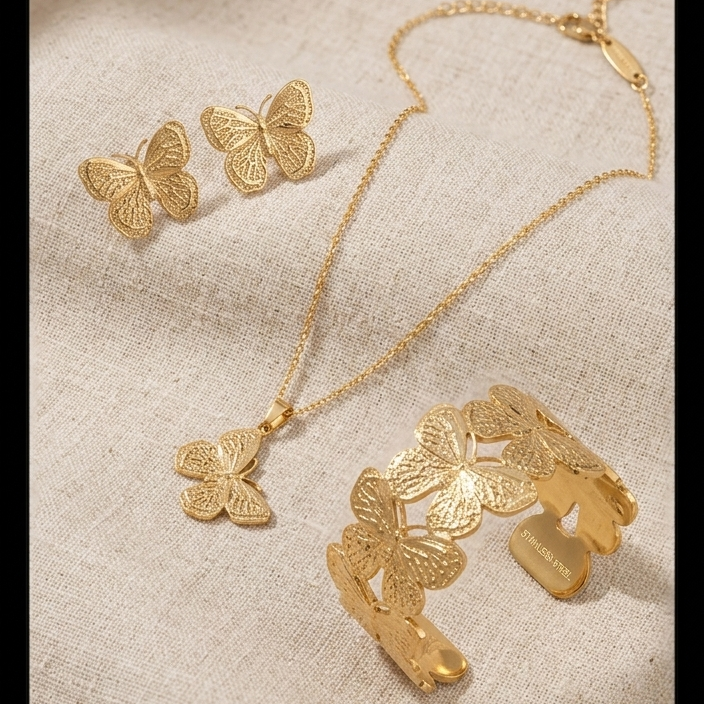 Anti Tarnish Combo Set with 1 Pair of Earring, Bracelet and Necklace