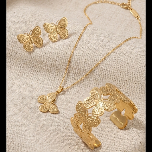 Anti Tarnish Combo Set with 1 Pair of Earring, Bracelet and Necklace
