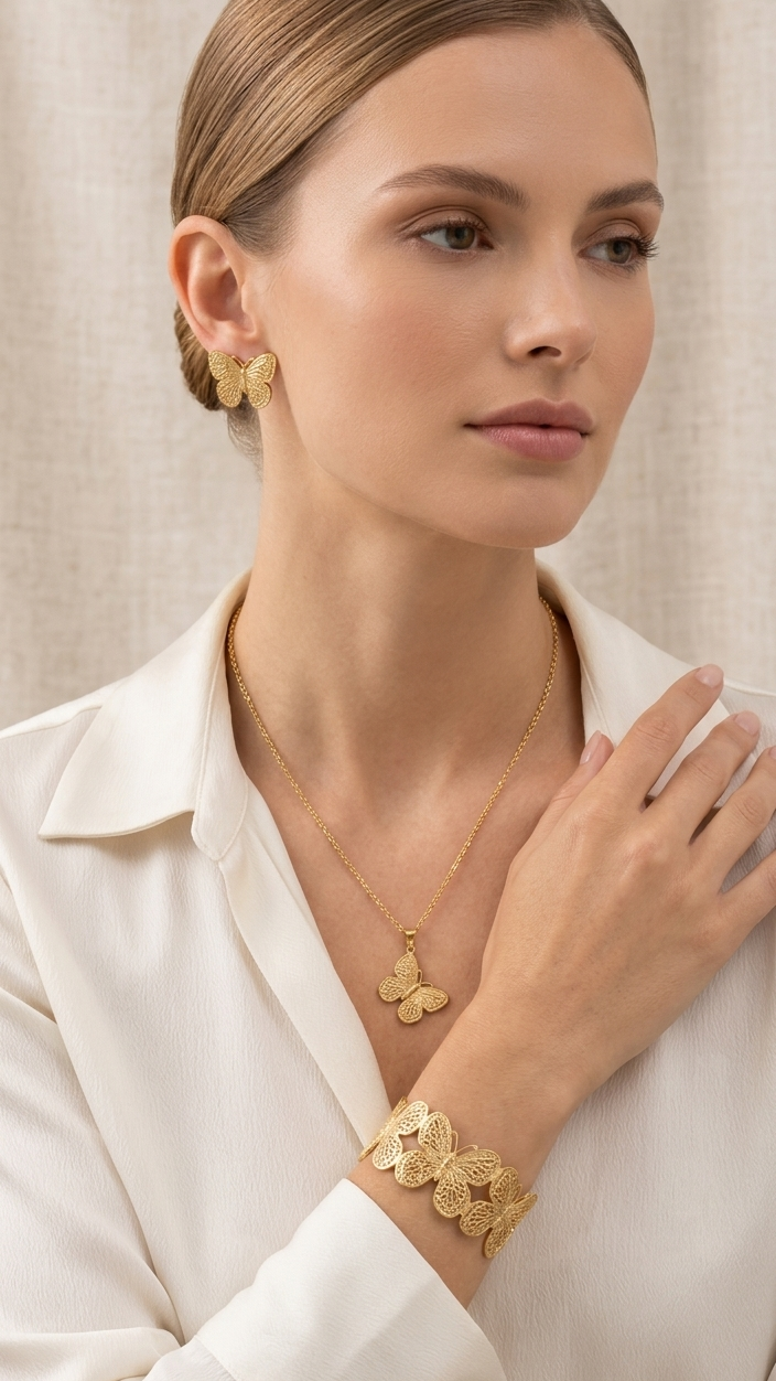 Anti Tarnish Combo Set with 1 Pair of Earring, Bracelet and Necklace