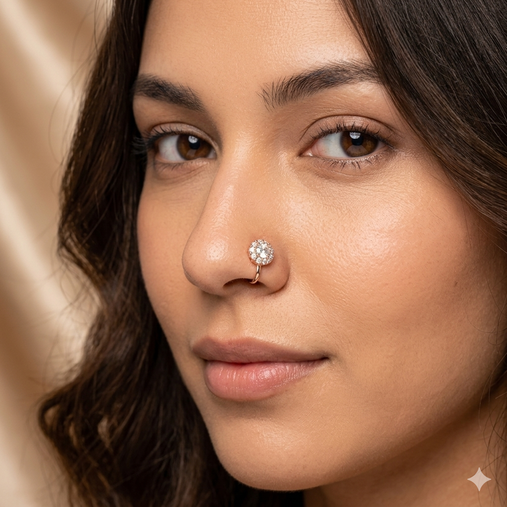 Anti Tarnish CZ nose pin 23