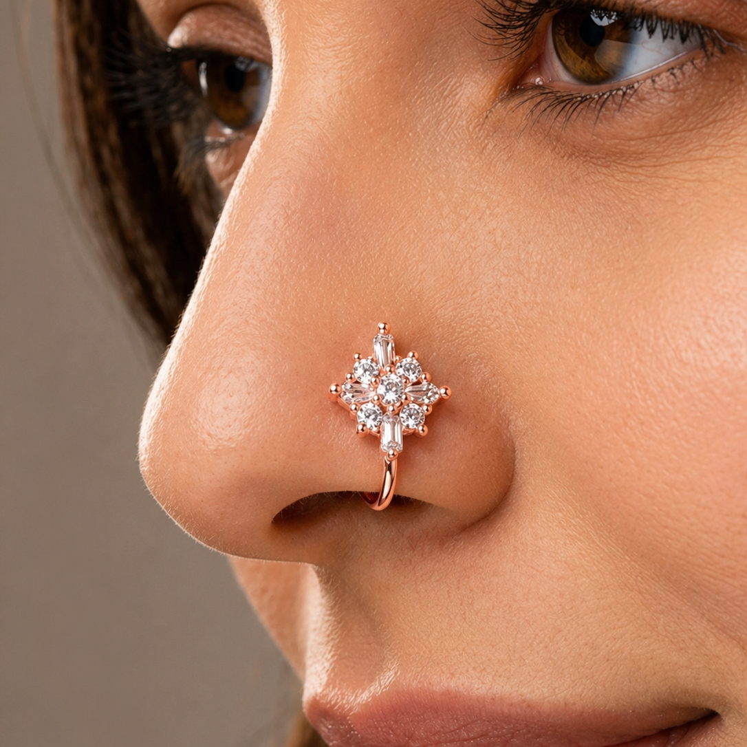Anti Tarnish CZ nose pin 38