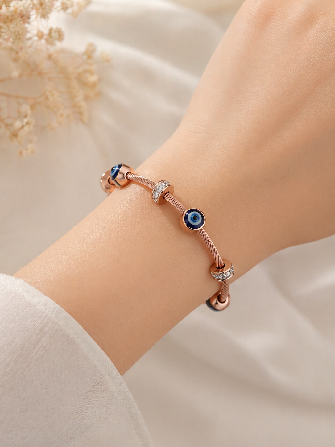 Anti Tarnish Rose gold Evil Eye Bracelet