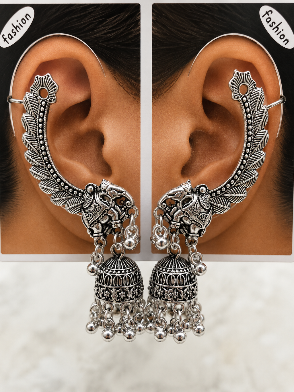 Oxidised Earcuff with jhumka danglers (502-309)