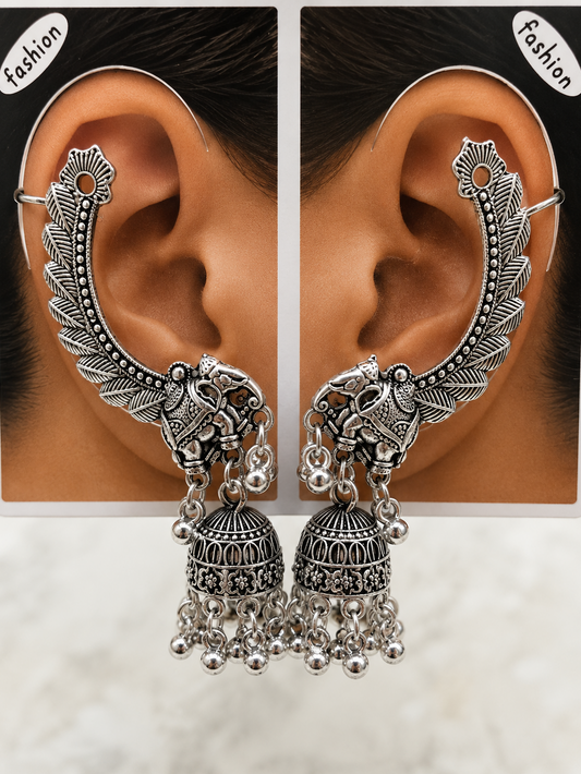 Oxidised Earcuff with jhumka danglers (502-309)
