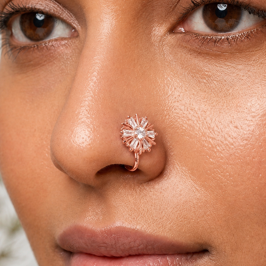 Anti Tarnish CZ nose pin 42