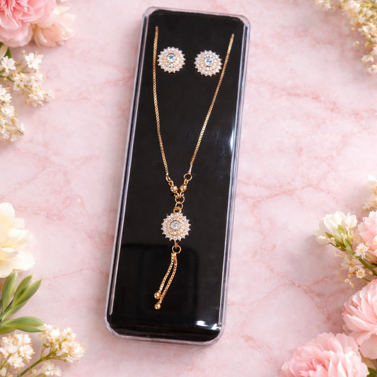 CZ Necklace and earrings set with box