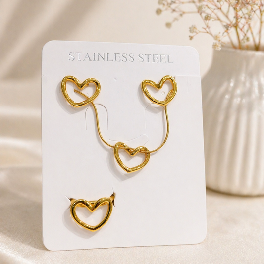 Anti Tarnish Combo Set with 1 Pair of Earring, Necklace and Ring