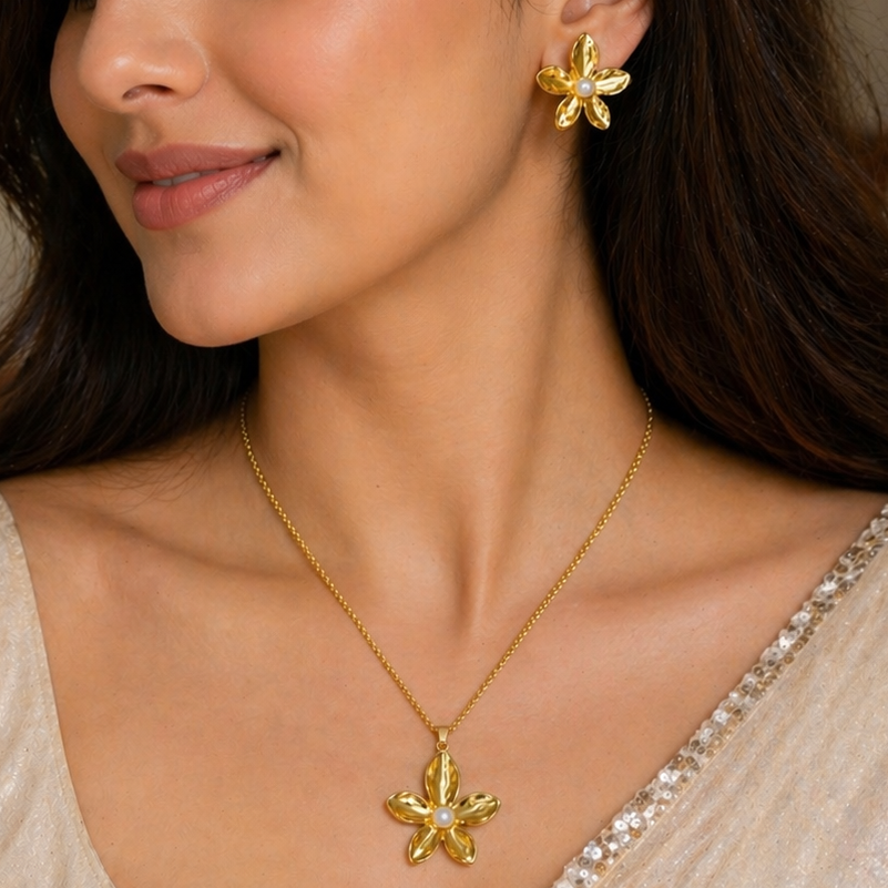 Anti Tarnish Combo Set with 1 Pair of Earring and Necklace 27