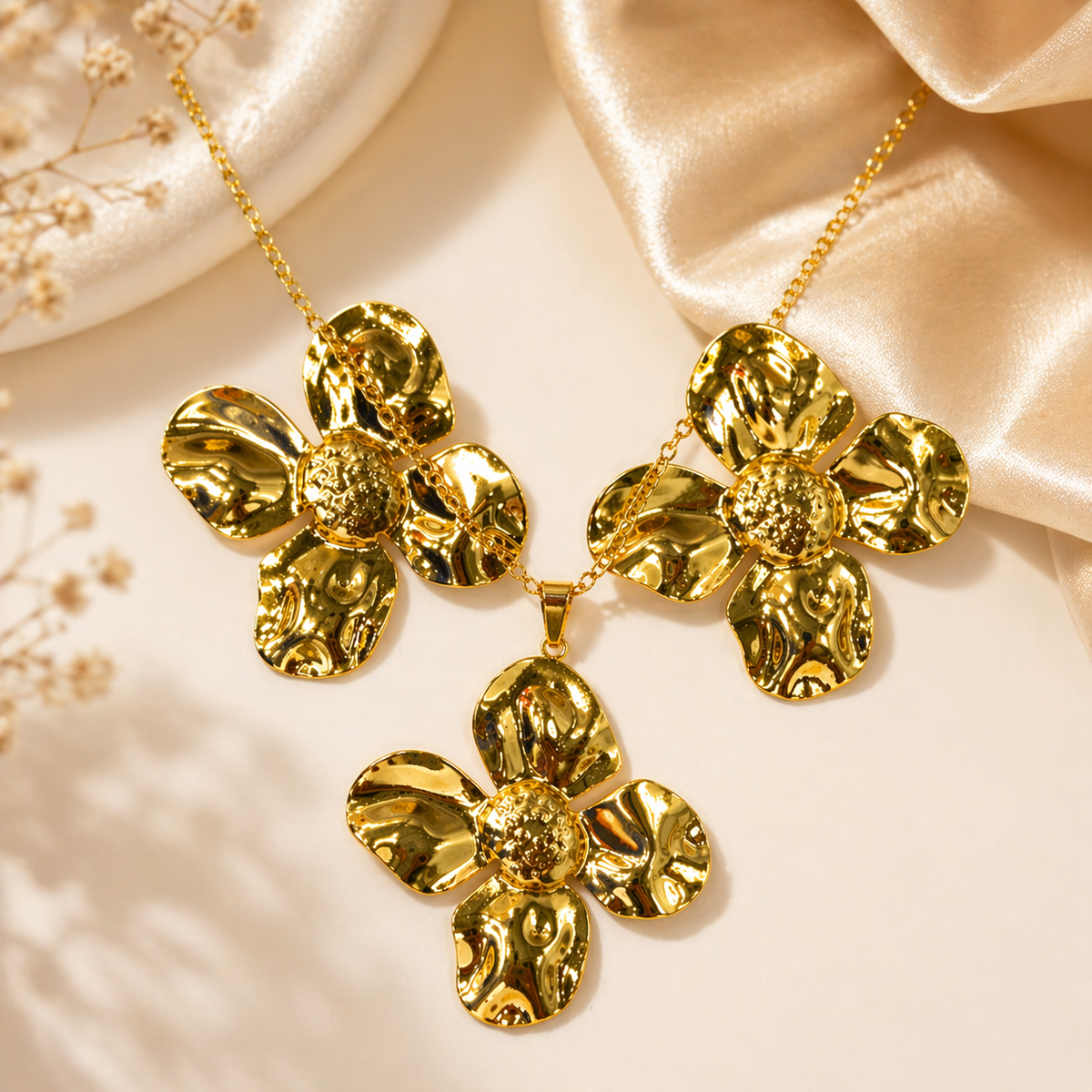 Anti Tarnish Combo Set with 1 pair of earring and Necklace