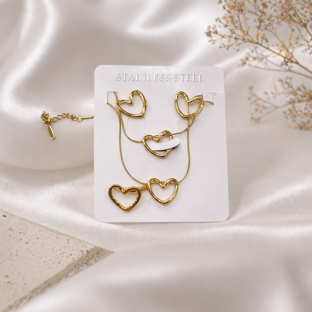 Anti Tarnish Combo Set With 1 Pair of Earring, Bracelet, Necklace and Ring