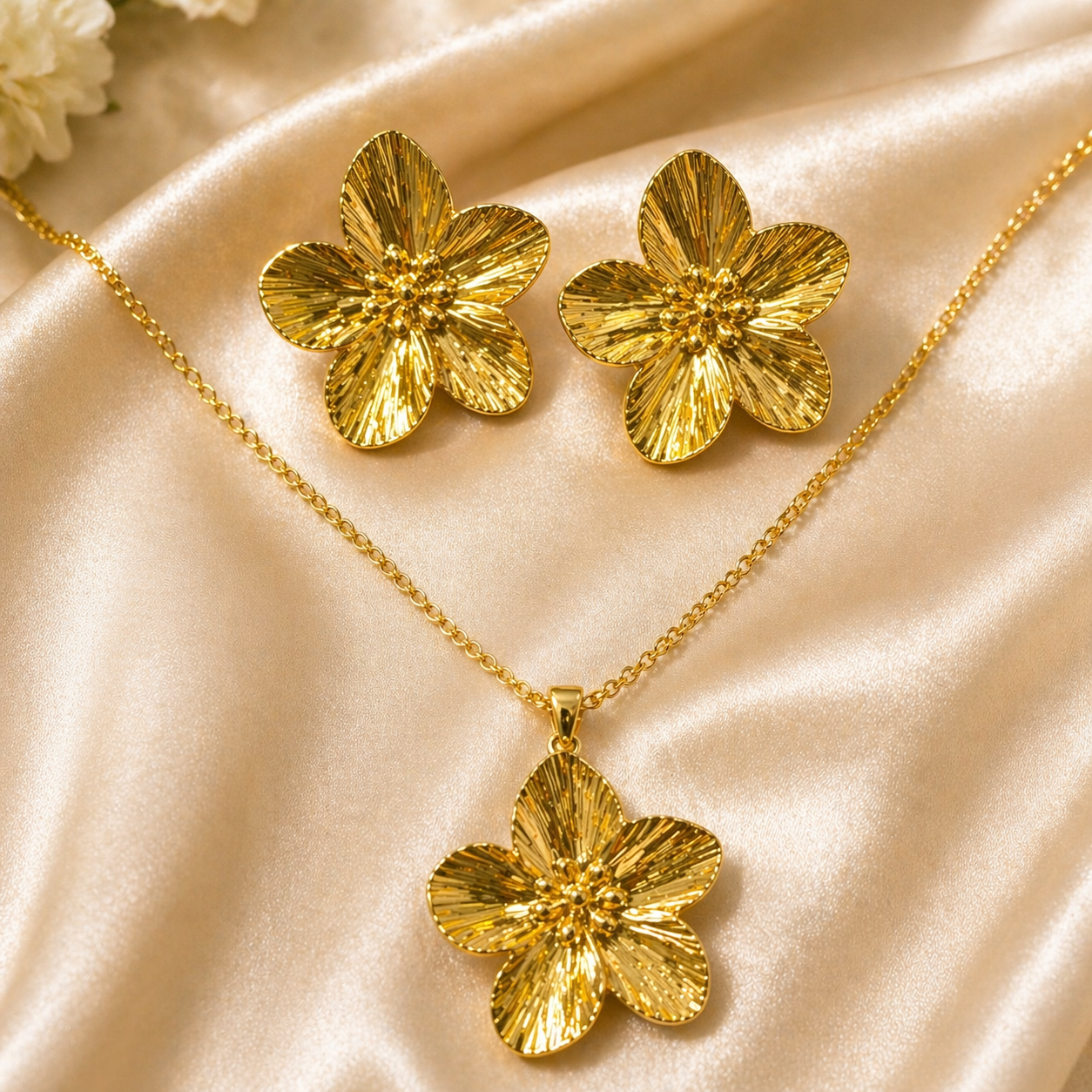 Anti Tarnish Combo Set with 1 Pair of Earring and Necklace 17