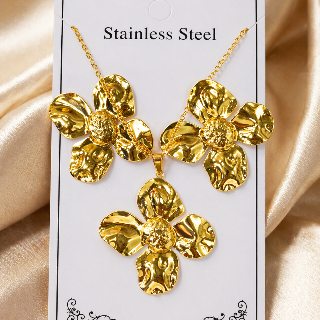 Anti Tarnish Combo Set with 1 pair of earring and Necklace