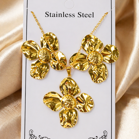 Anti Tarnish Combo Set with 1 pair of earring and Necklace