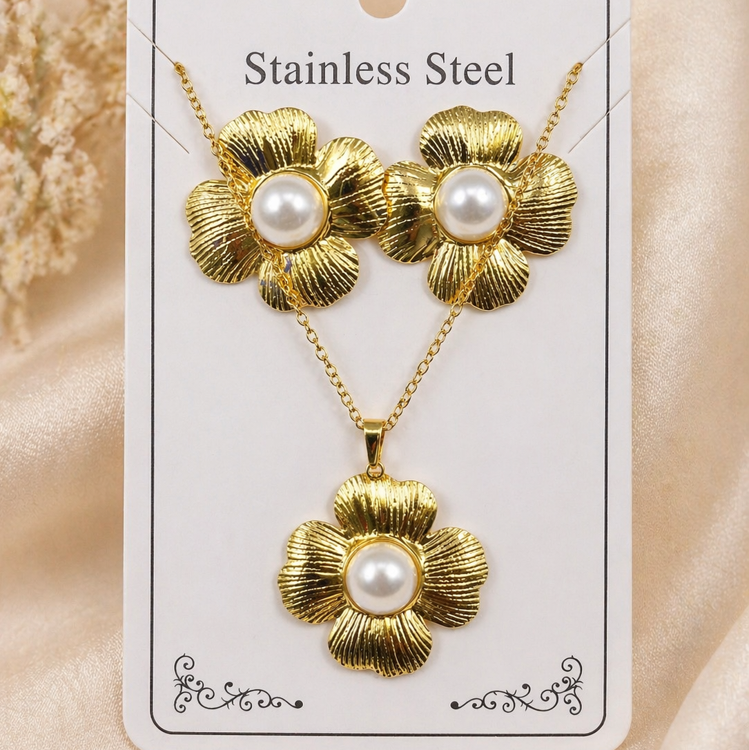 Anti Tarnish Combo Set with 1 Pair of Earring and Necklace 22