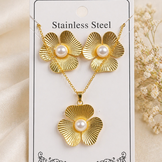 Anti Tarnish Combo Set with 1 Pair of Earring and Necklace