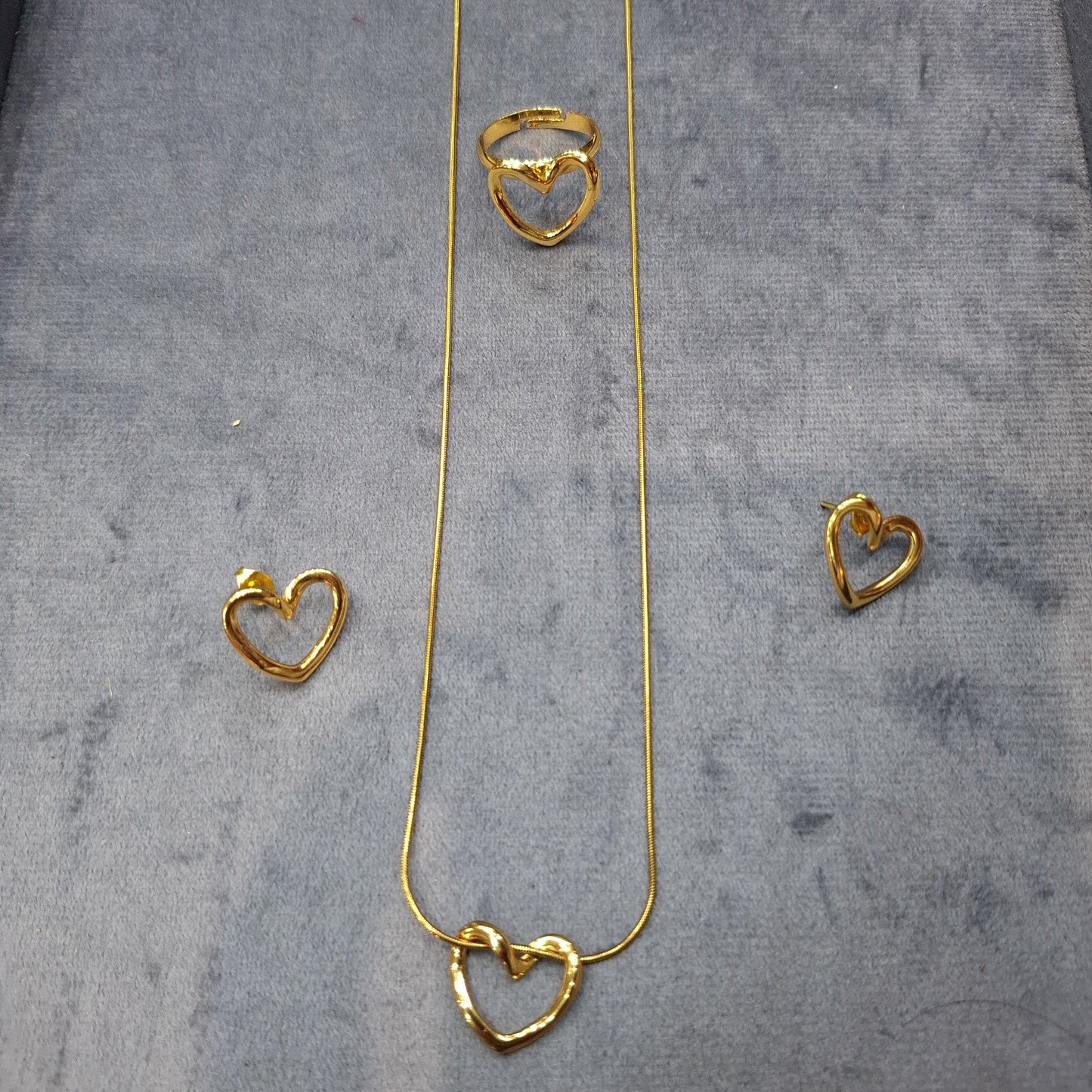 Anti Tarnish Combo Set with 1 Pair of Earring, Necklace and Ring