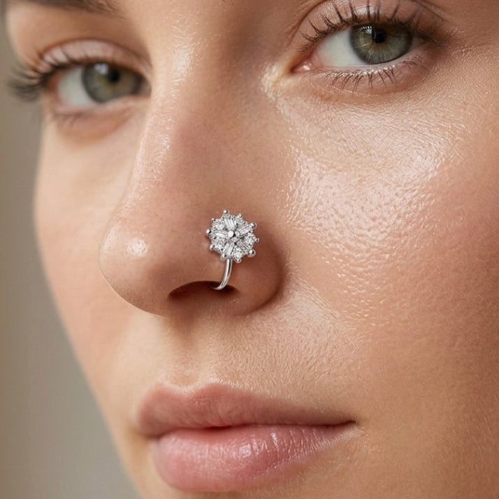 Anti Tarnish CZ nose pin 24