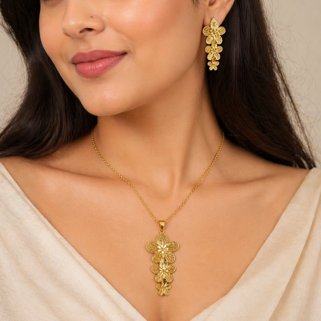 Anti Tarnish  Combo Set with 1 pair of Earring and Necklace