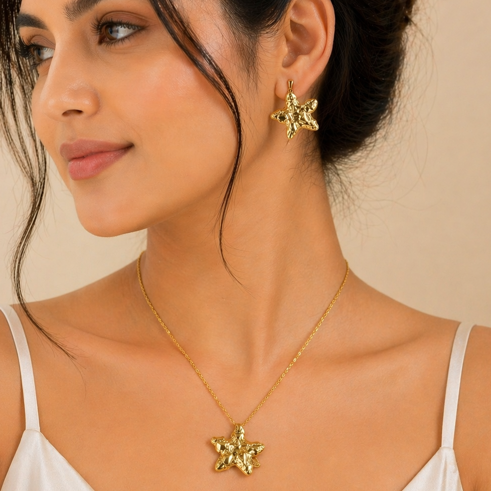 Anti Tarnish  Combo Set with 1 pair of Earring and Necklace
