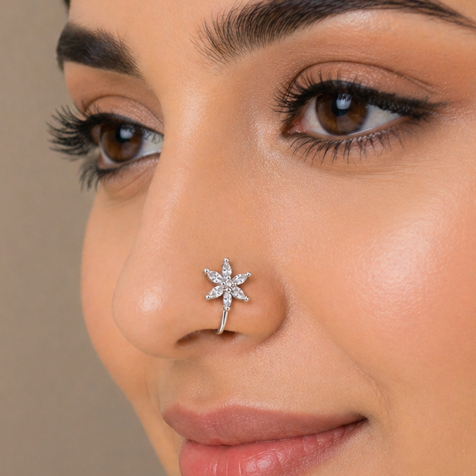 Anti Tarnish CZ nose pin 28