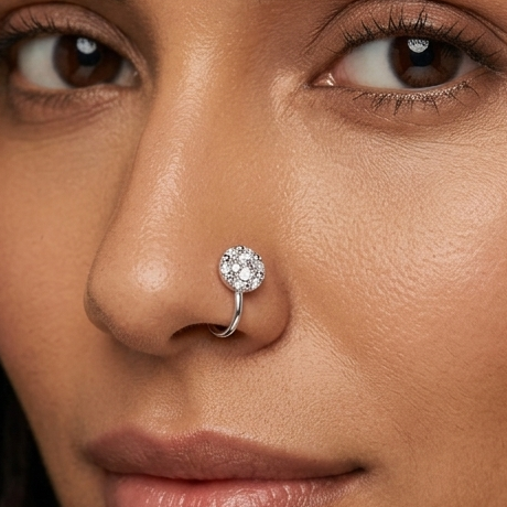 Anti Tarnish CZ nose pin 34