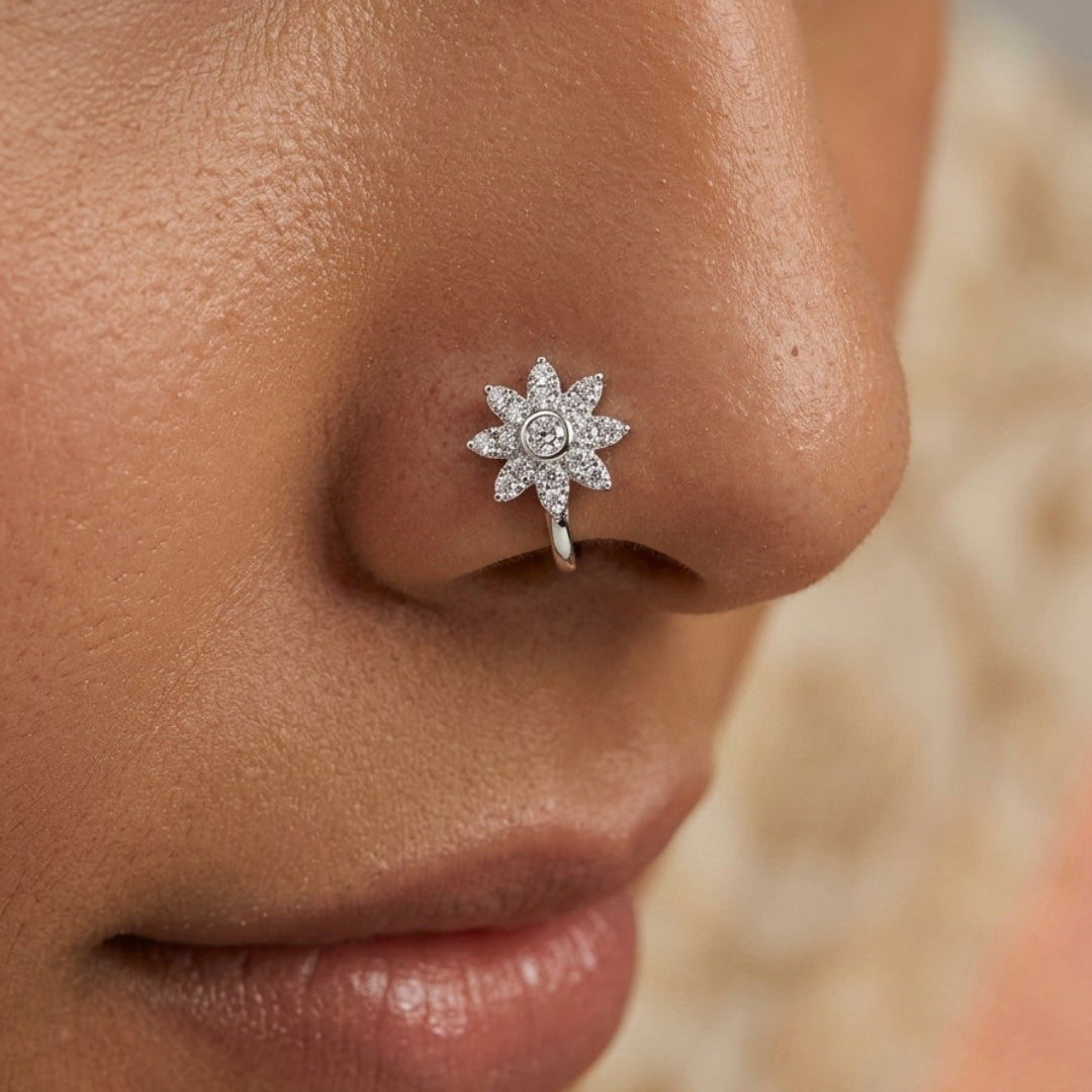 Anti Tarnish CZ nose pin 22
