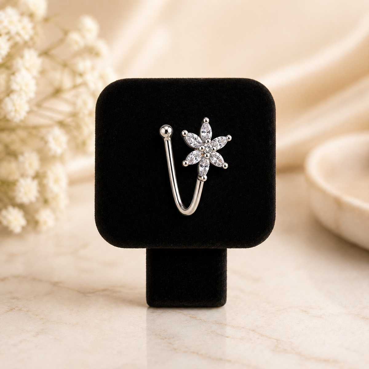Anti Tarnish CZ nose pin 28