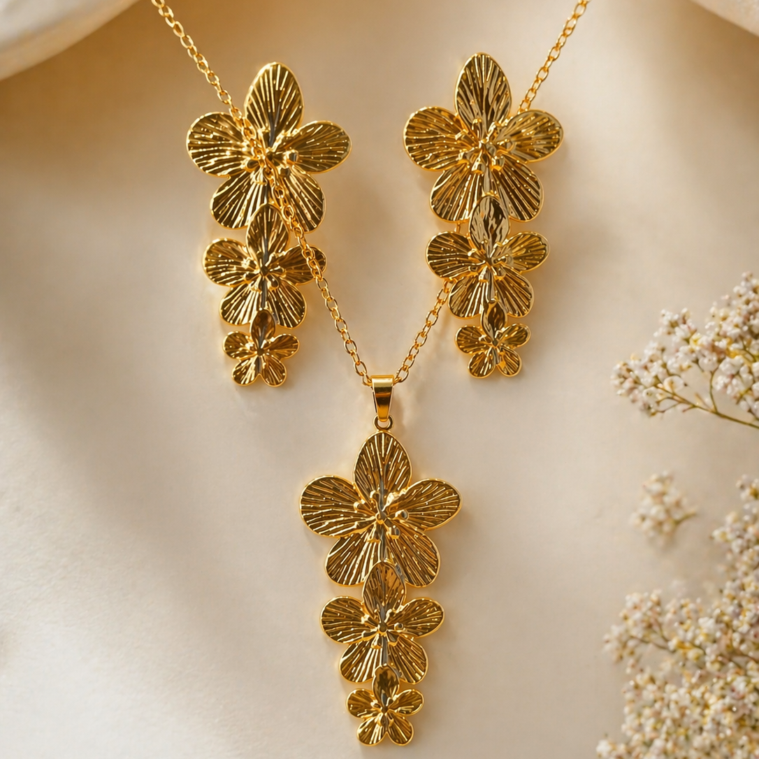Anti Tarnish  Combo Set with 1 pair of Earring and Necklace