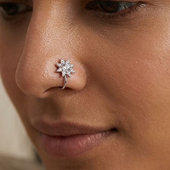Anti Tarnish CZ nose pin 20