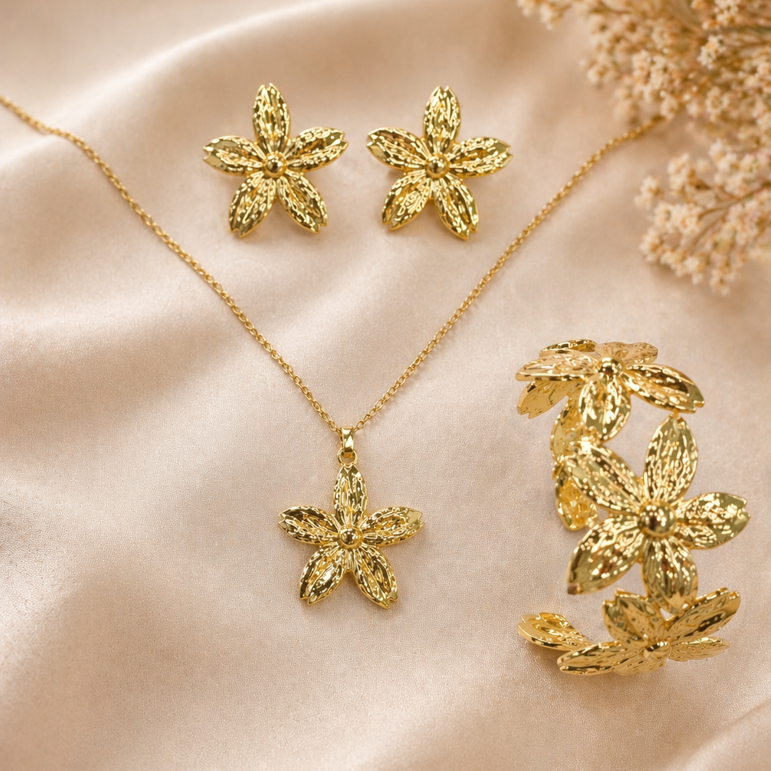 Anti Tarnish  Combo Set with 1 pair of Earring, Bracelet and Necklace