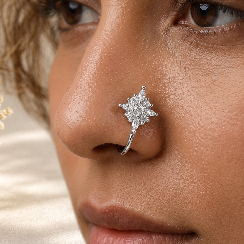 Anti Tarnish CZ nose pin 27