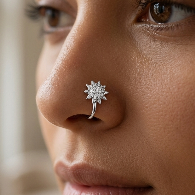 Anti Tarnish CZ nose pin 19